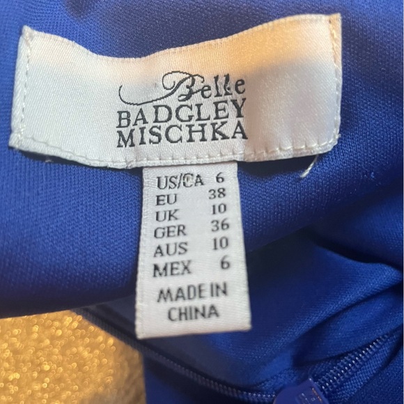 Belle Badgley Mischka Chelsea Mini Ruffled Cocktail Dress In Cobalt Blue Size 6 - Picture 4 of 8